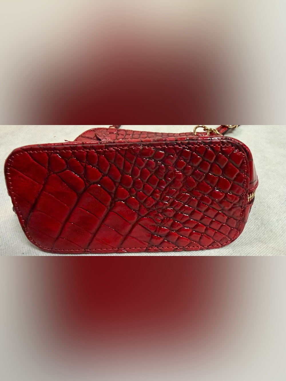 Vintage Firenze Red Croc Embossed Leather Mini Crossbody Bag made in Italy Gold - Picture 6 of 15